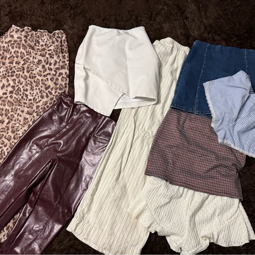 SPANX Mini Skirt Collection - White, Cream, Blue shorts, linen pants and cheatah